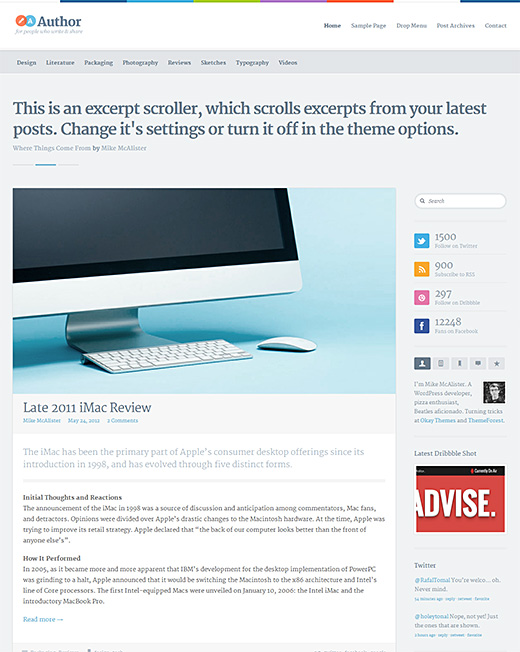 Author premium wordpress theme for magazine