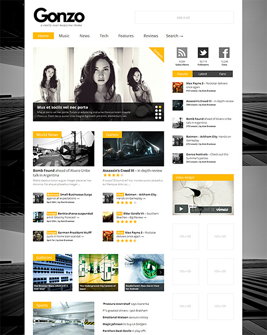 Gonzo wordpress magazine theme