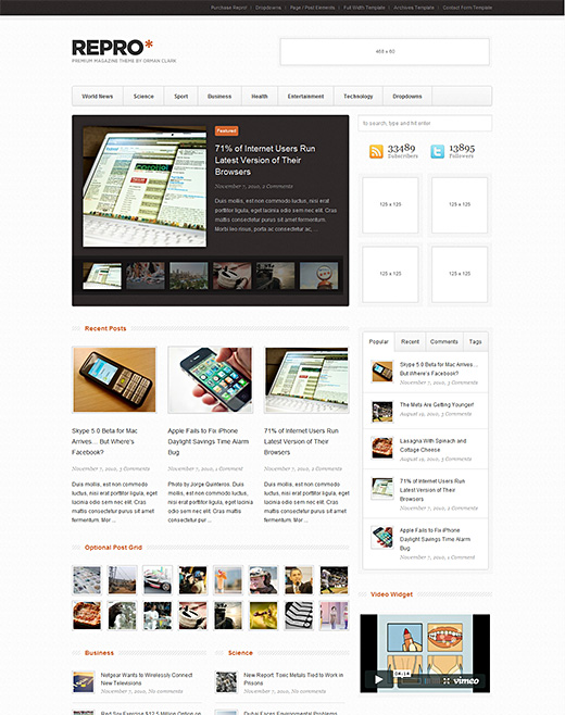 Repro magazine theme for wordpress