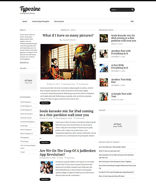 Typozine Magazine WordPress Theme