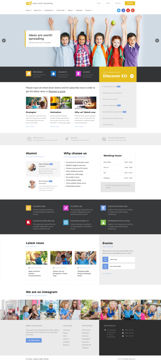 Ed School: Education, Elementary-High School WordPress Theme