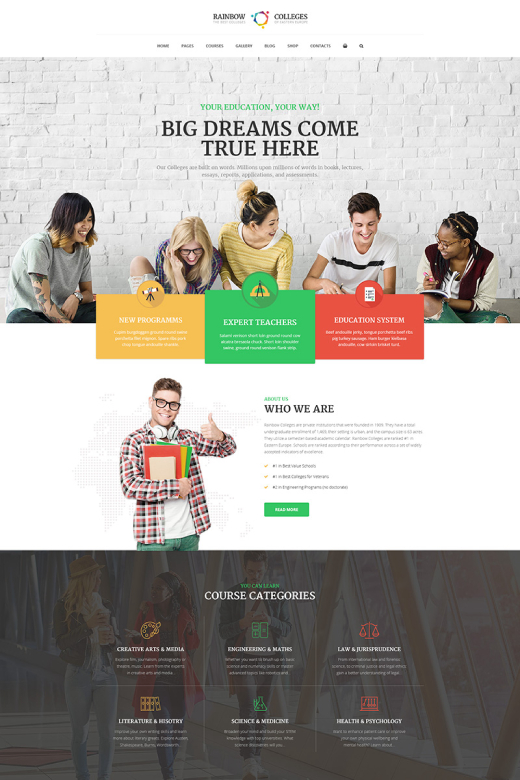 Rainbow Colleges - E-Course WordPress Theme