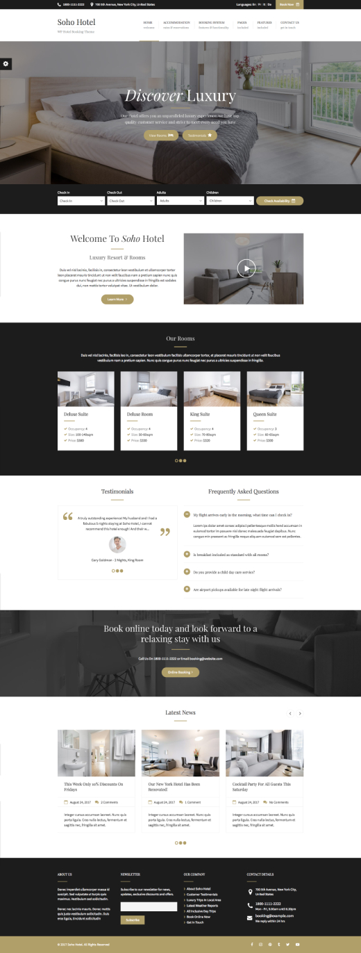 Soho Hotel - Responsive Hotel Booking WP Theme