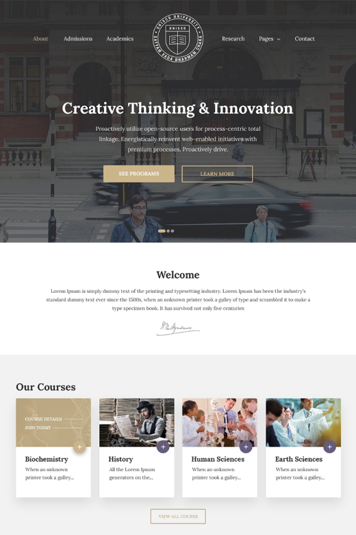 Unisco - Education, School, College & University WordPress Theme