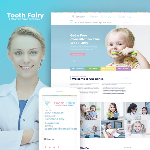  Tooth Fairy - Pediatric Dentistry WordPress Theme