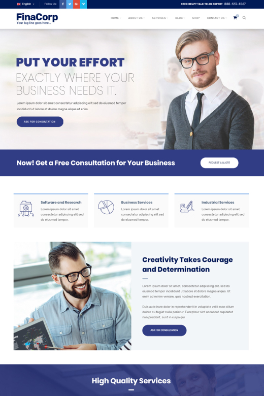 FinaCorp - Corporate Consulting Finance WordPress Theme